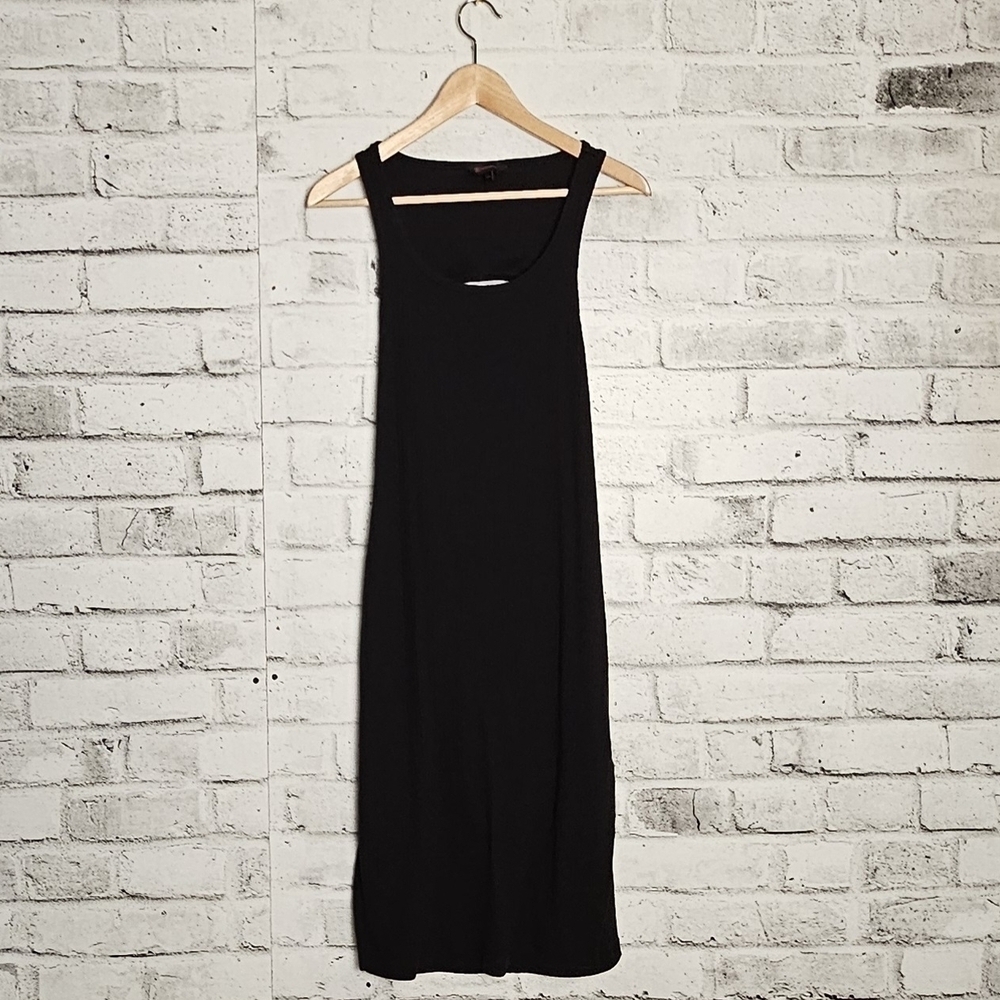 Nobo Black Ribbed Sleeveless Midi Dress Open Back Slit Bodycon Size L